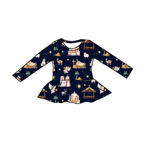 NATIVITY PEPLUM TOP - BLACK