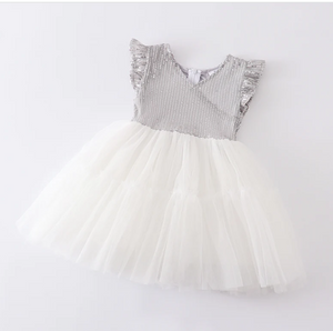 WHITE SEQUINS SHIMMER DRESS