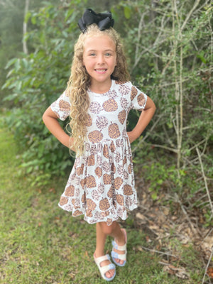 ANIMAL PRINT PUMPKIN RUFFLE DRESS