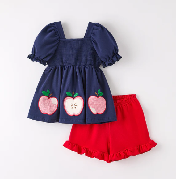 BACK TO SCHOOL APPLE SHORT SET