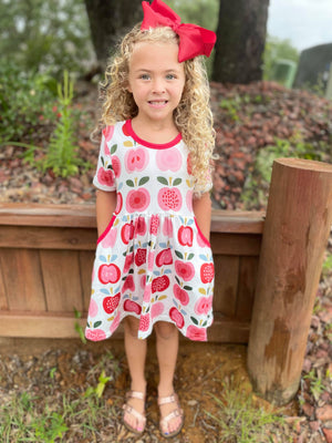 APPLE  BACK TO SCHOOL DRESS WITH POCKETS PRE-ORDER