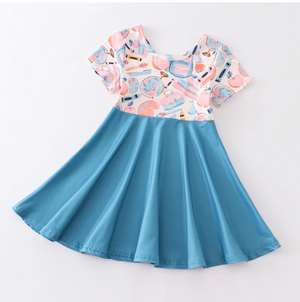 BACK TO SCHOOL BLUE TWIRL DRESS