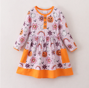 GHOST AND PUMPKIN DRESS WITH POCKETS