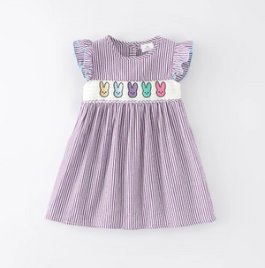 BUNNY PEEPS PURPLE STRIPE DRESS