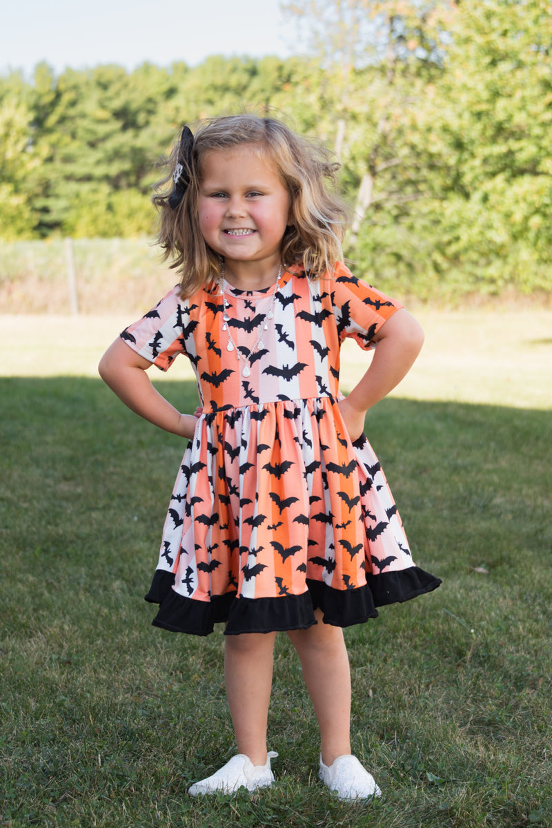 BATS STRIPE HALLOWEEN DRESS