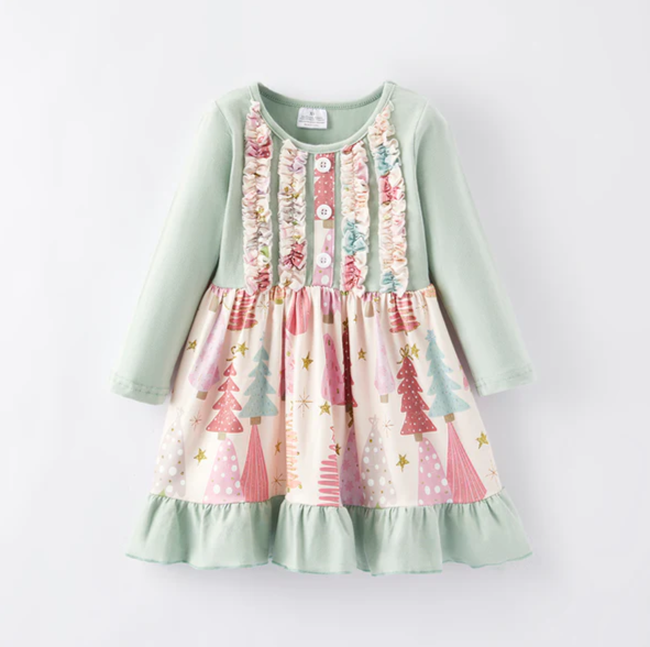 CHRISTMAS TREE RUFFLE DRESS