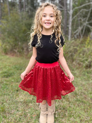 EVA SPARKLE SKIRT - RED