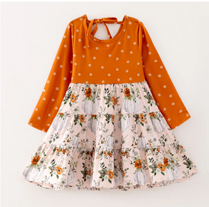 PUMPKIN DOTTED DRESS