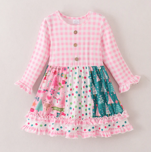 PINK CHRISTMAS GINGHAM DRESS