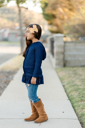 DENIM BUTTONED HOODIE