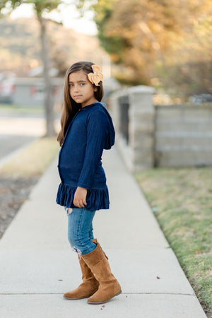 DENIM BUTTONED HOODIE