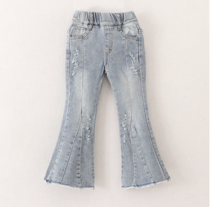 DENIM FLARE PANTS - BLUE