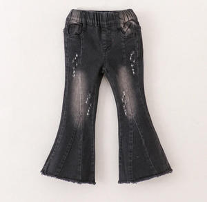 DENIM FLARE PANTS - BLACK