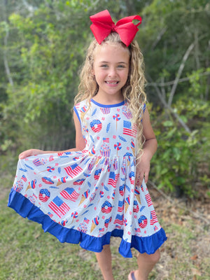 PATRIOTIC TREAT BACK BOW DRESS