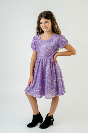 EVA PURPLE SPARKLE DRESS PRESALE