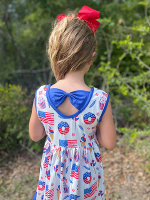 PATRIOTIC TREAT BACK BOW DRESS