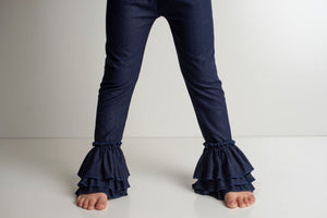 DENIM RUFFLE PANTS