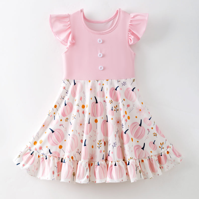 PINK PUMPKIN BUTTON DRESS - Fall2025