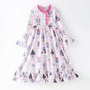 CHRISTMAS NUTCRACKER BOW NIGHTGOWN - PINK -  Christmas2025 - PREORDER