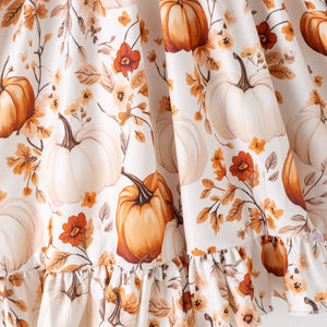 PUMPKIN FLORAL BACK BOW DRESS - Fall2025