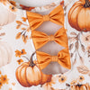 PUMPKIN FLORAL BACK BOW DRESS - Fall2025