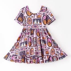 SPOOKY GHOST BACK BOW DRESS - Halloween2025