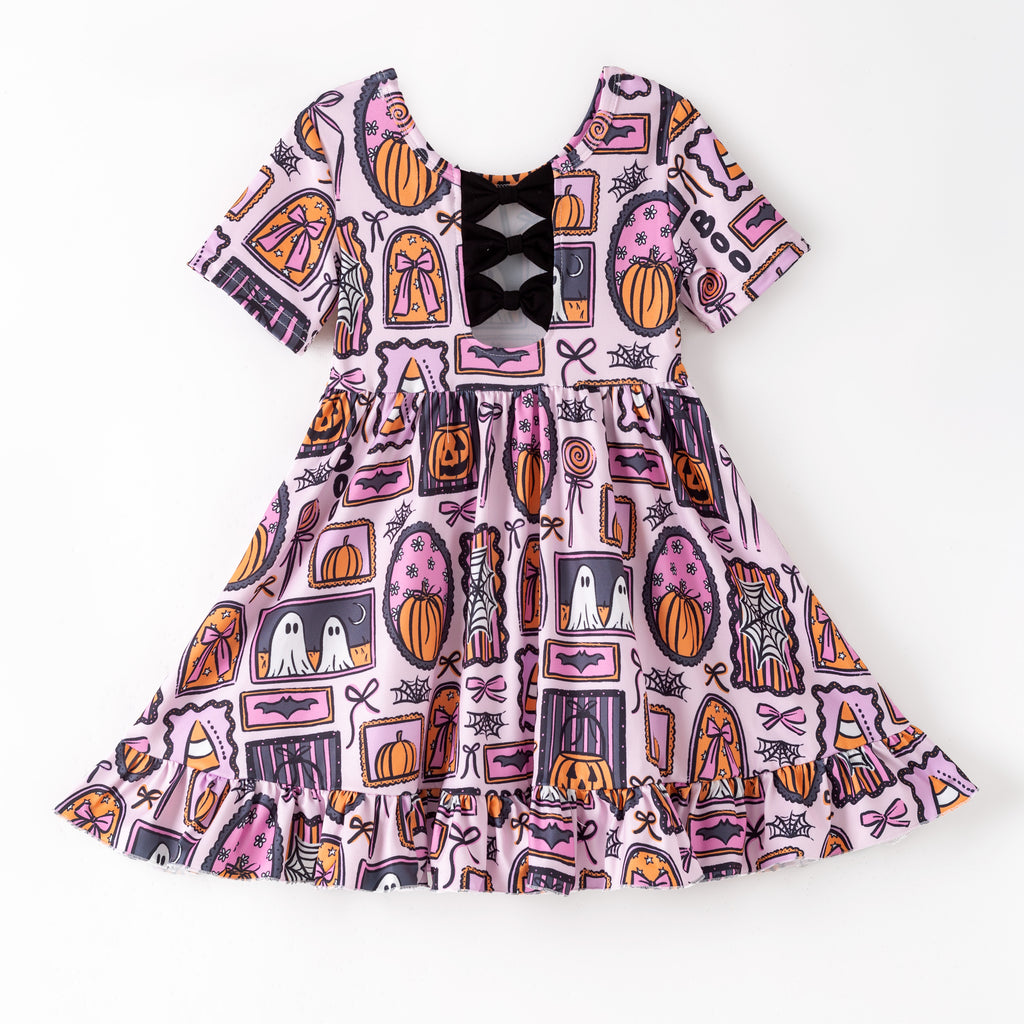 SPOOKY GHOST BACK BOW DRESS - Halloween2025