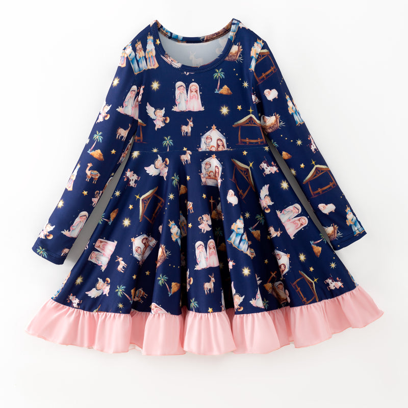 NATIVITY PINK RUFFLE DRESS - Christmas2025 Preorder