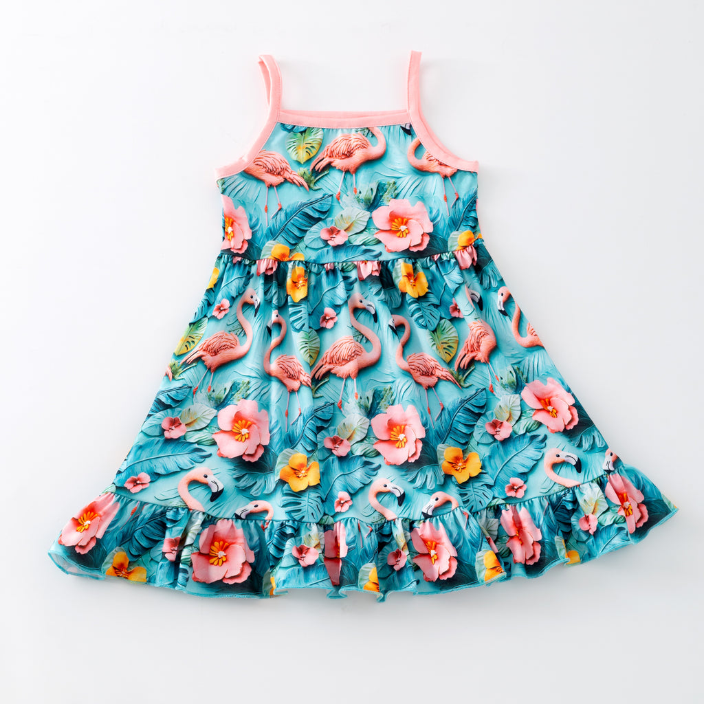 FLAMINGO TANK RUFFLE DRESS