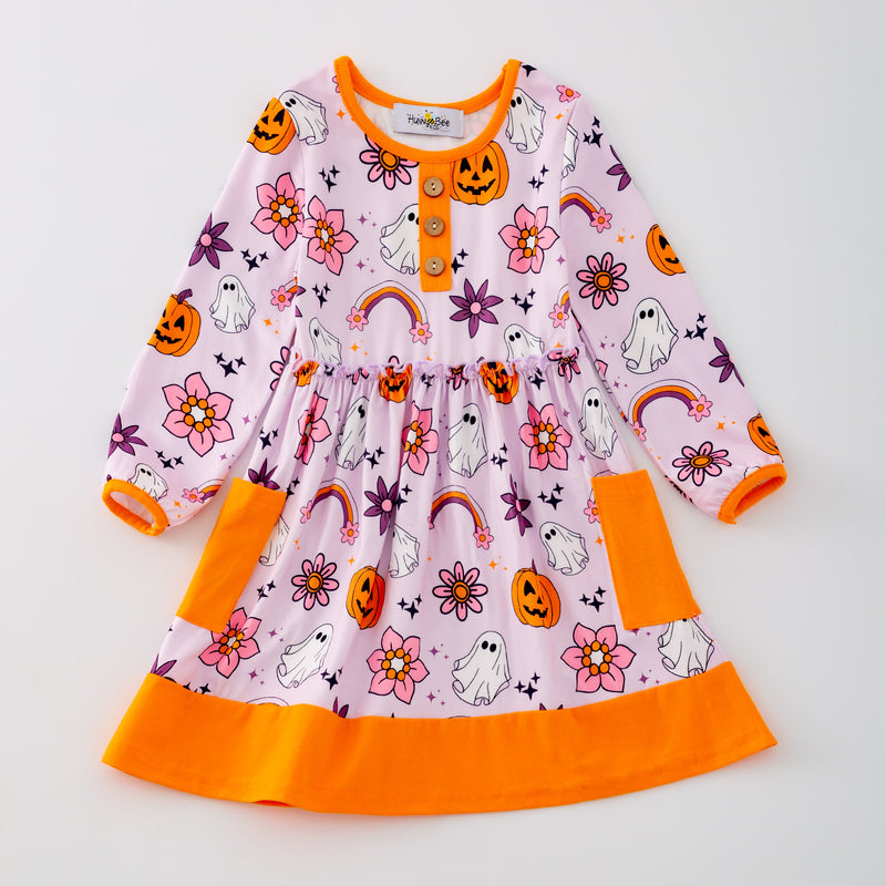 GHOST AND PUMPKIN DRESS WITH POCKETS