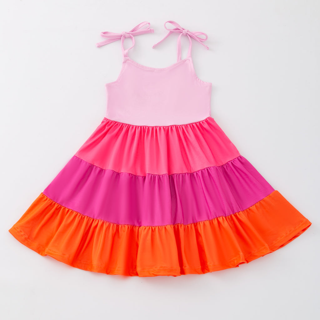 SUMMER TIER TANK DRESS - PINK/ORANGE