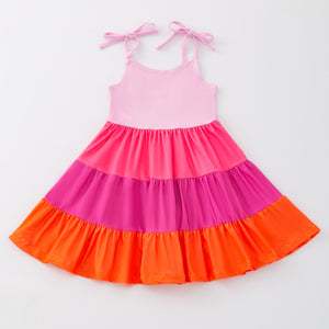 SUMMER TIER TANK DRESS - PINK/ORANGE