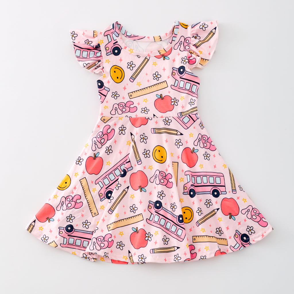 PINK BACK TO SCHOOL BUS DRESS