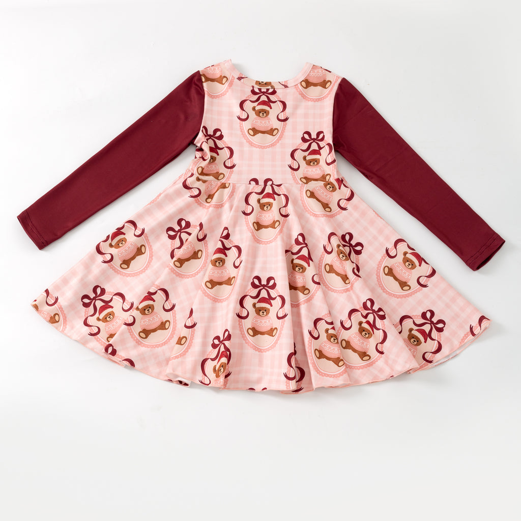 CHRISTMAS TEDDY TWIRL DRESS  - Christmas2025