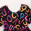 BACK TO SCHOOL NEON ALPHABETS BACK BOW DRESS