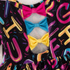 BACK TO SCHOOL NEON ALPHABETS BACK BOW DRESS