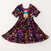 BACK TO SCHOOL NEON ALPHABETS BACK BOW DRESS
