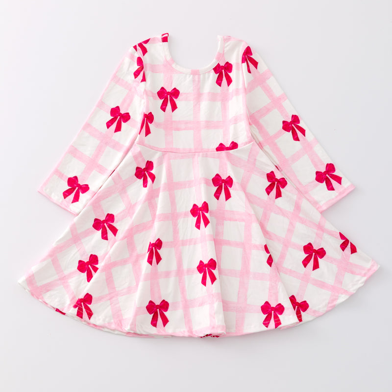 VALENTINE PLAID AND BOW DRESS