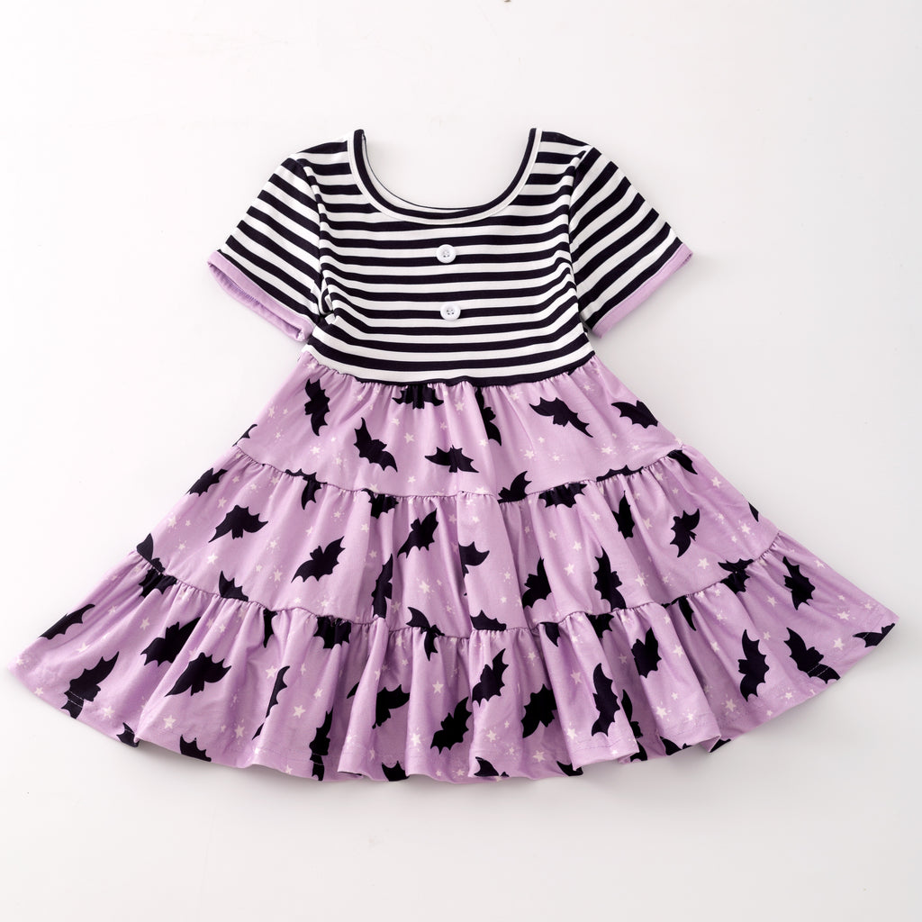 BATS TIERS BUTTON DRESS - Halloween2025 -PREORDER