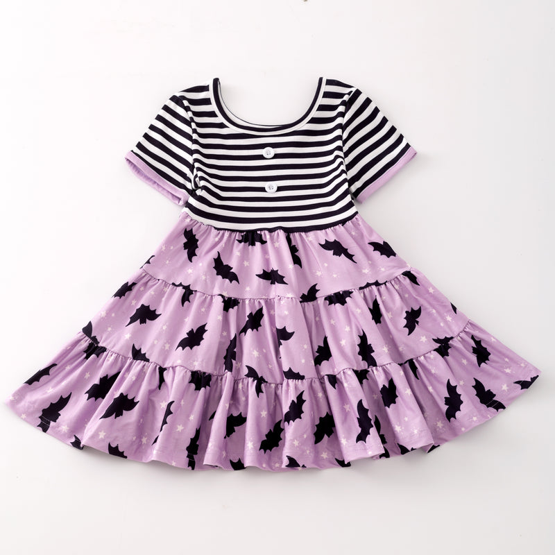 BATS TIERS BUTTON DRESS - Halloween2025 -PREORDER