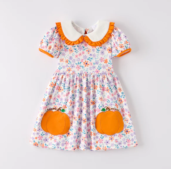 PUMPKIN FLORAL DRESS - Fall2025