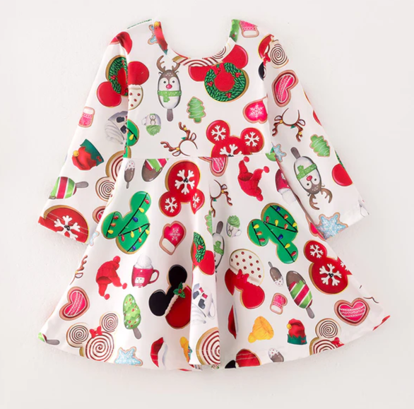 CHRISTMAS HOLIDAY COOKIES TWIRL DRESS