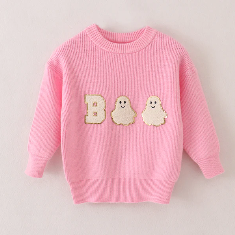 PINK BOO GHOST SWEATER