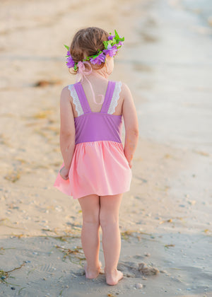 PURPLE AND PINK PRINCESS ONE PIECE SWIMSUIT