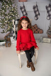 PEPLUM SWEATER DRESS - RED