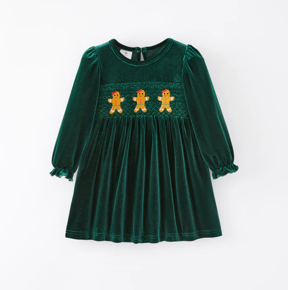 CHRISTMAS GINGERBREAD MAN VELVET DRESS