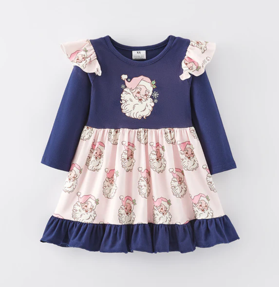 NAVY PINK SANTA DRESS