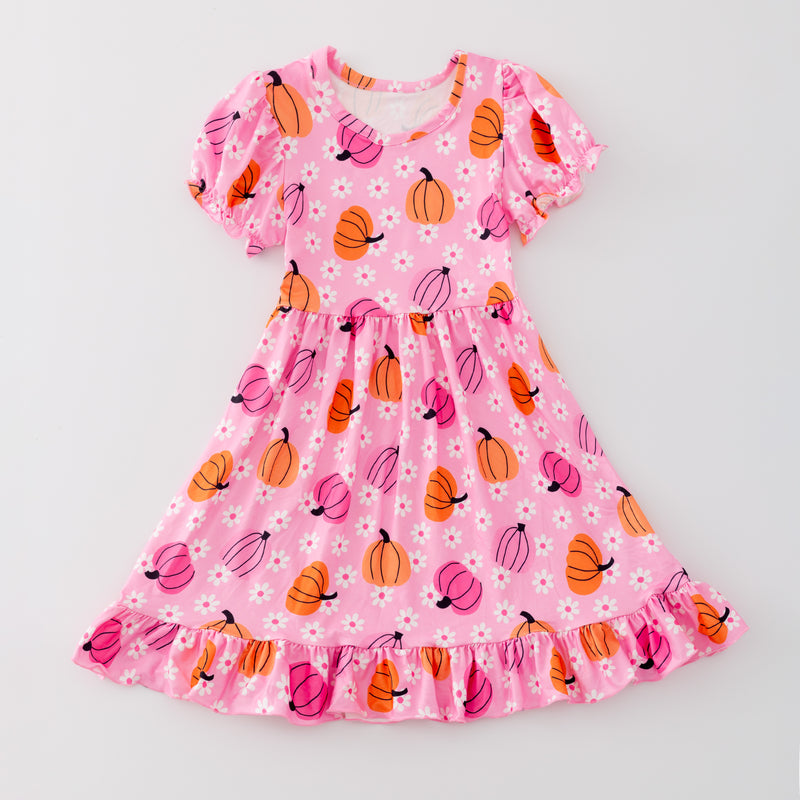 PINK PUMPKIN FLORAL DRESS