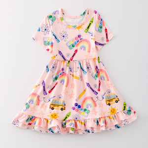 BACK TO SCHOOL RAINBOW PAINT DRESS