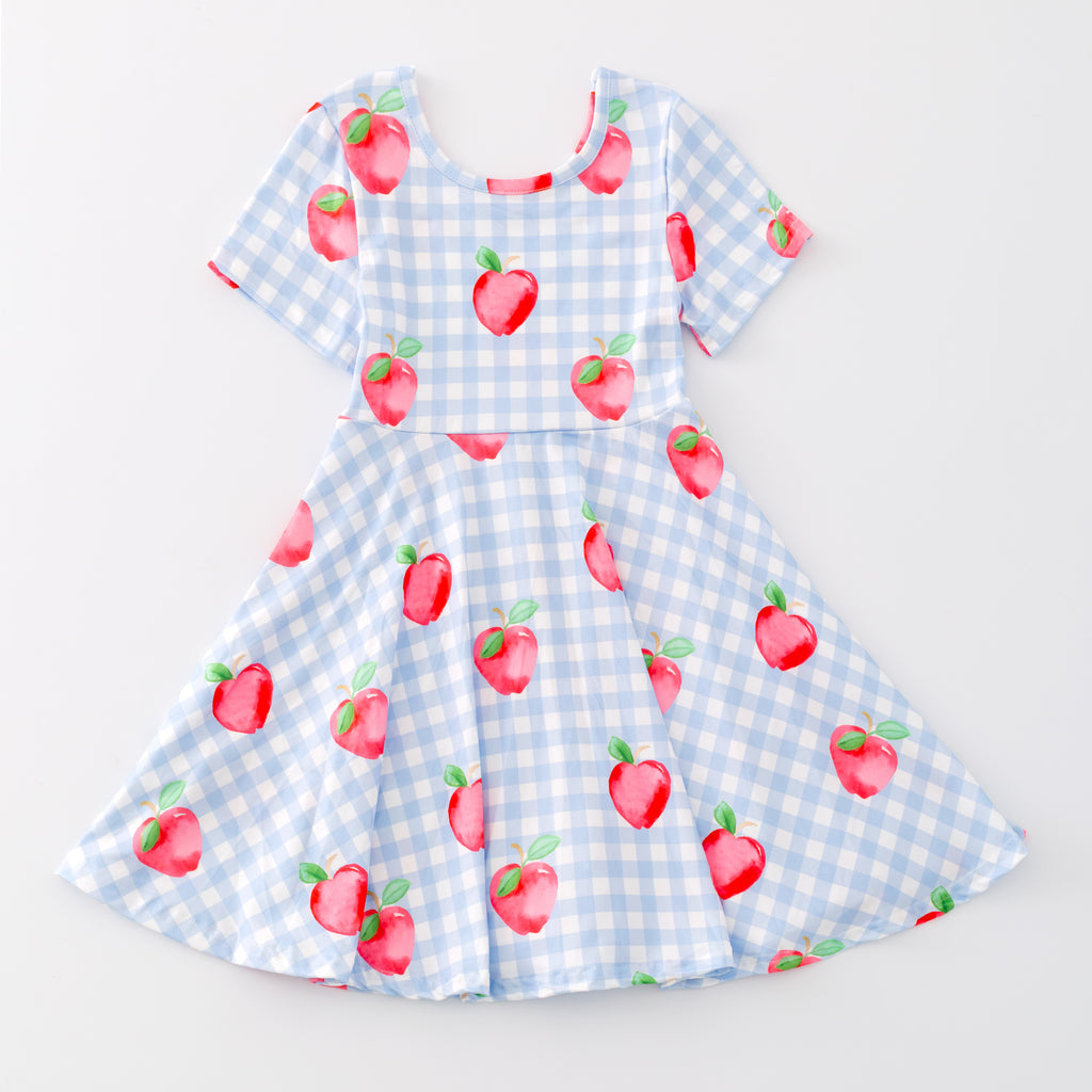 APPLE GINGHAM TWIRL DRESS